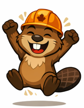 Hunter the Beaver cheering for the next adventure